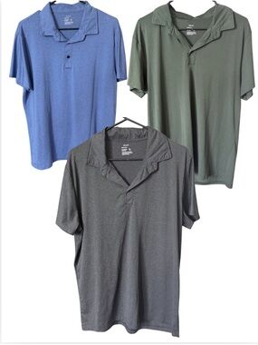 Men's Performance Polo Trio in Blue, Olive, and Charcoal